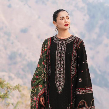 HUSSAIN REHAR Danak-3PC Embroidered with Digital Printed shawl-ZB025