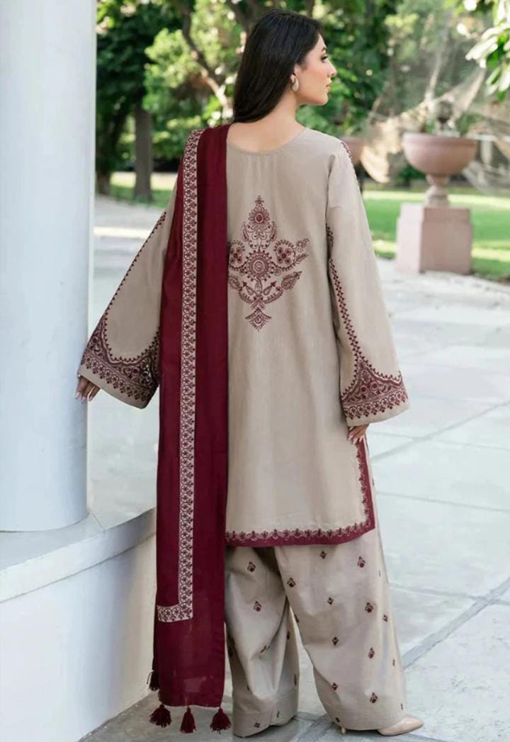 BAROQUE_3Piece Embroidered Dhanak ZB02