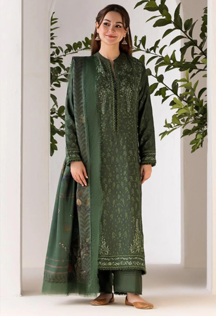 DHANAK 3PIECE Emboidered with printed shawl ZB015