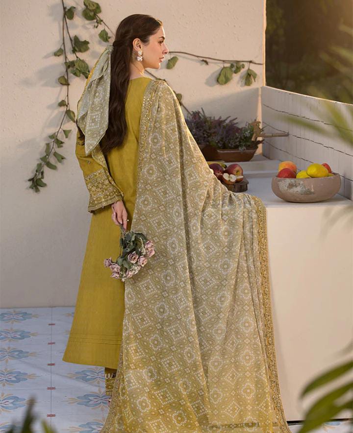 Dhanak-3PC Embroidered Shirt with Digital Printed Wool Shawl_ZB027